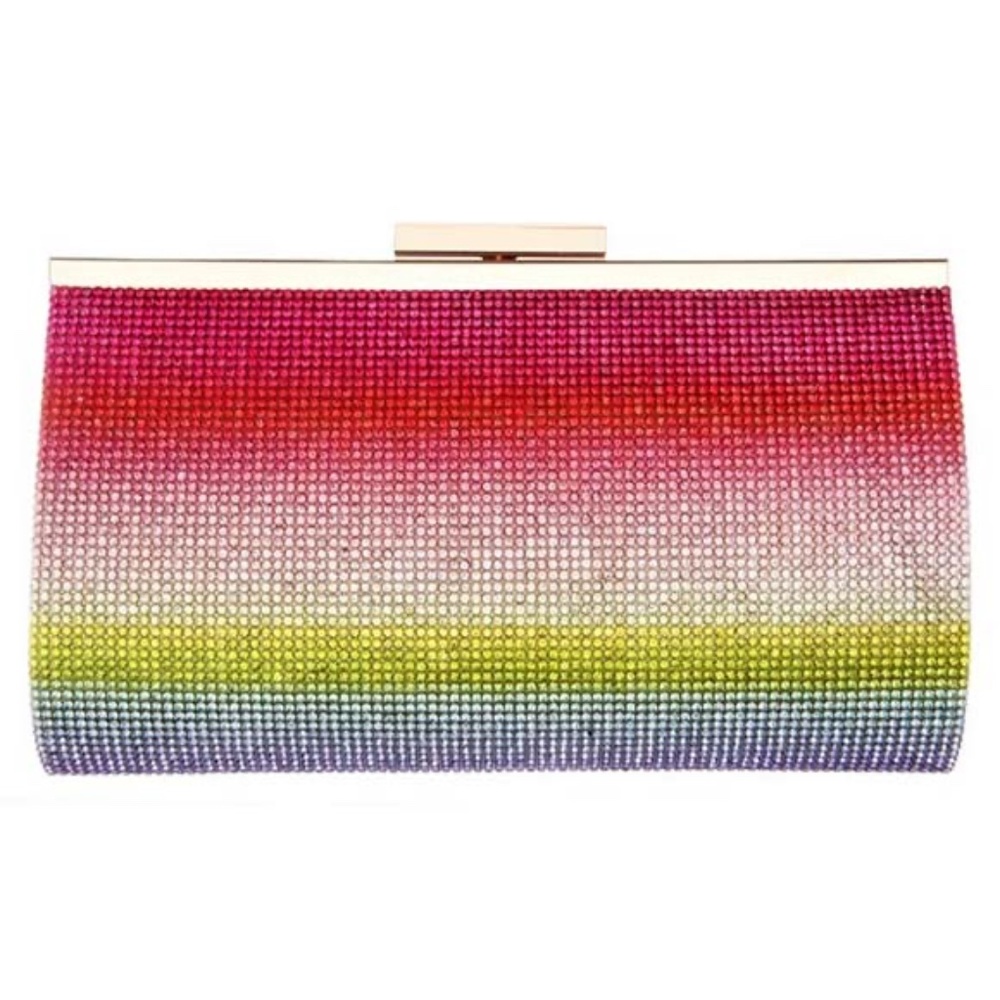 CRYSTAL EMBELLISHED RAINBOW EVENING BAG NWT